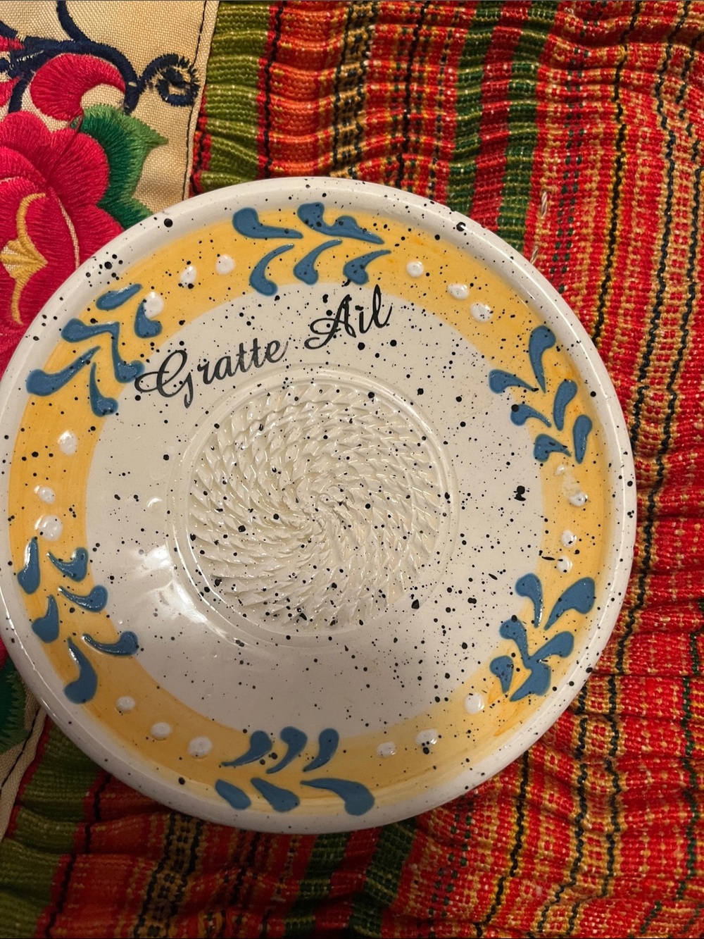 Garlic grater plate or Gratte Ail plate from Corsica